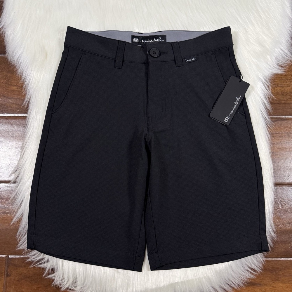 Travis Mathew Boys Youth Size 10 Black Wanderlust Golf Shorts